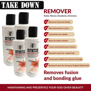 Bundle of 4 Bottles of Take Down Remover Cream for Matted Hair 1 to 6 month Hair Detangler